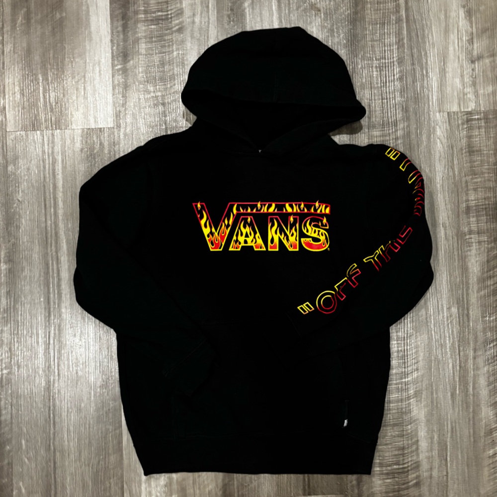 Vans Black Hoodie with Fiery Logo
